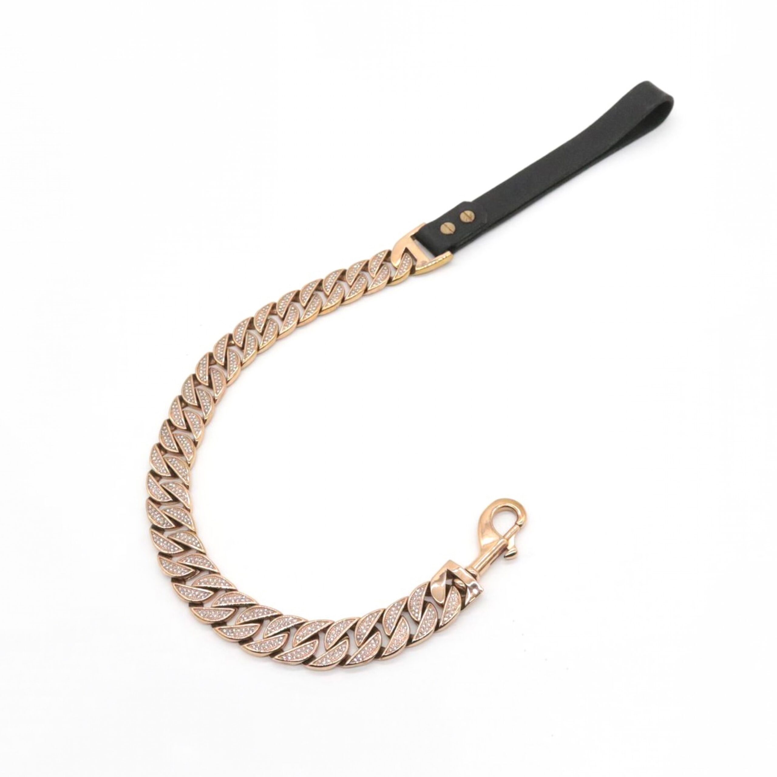 25MM Rose Gold Crystal Cuban Leash